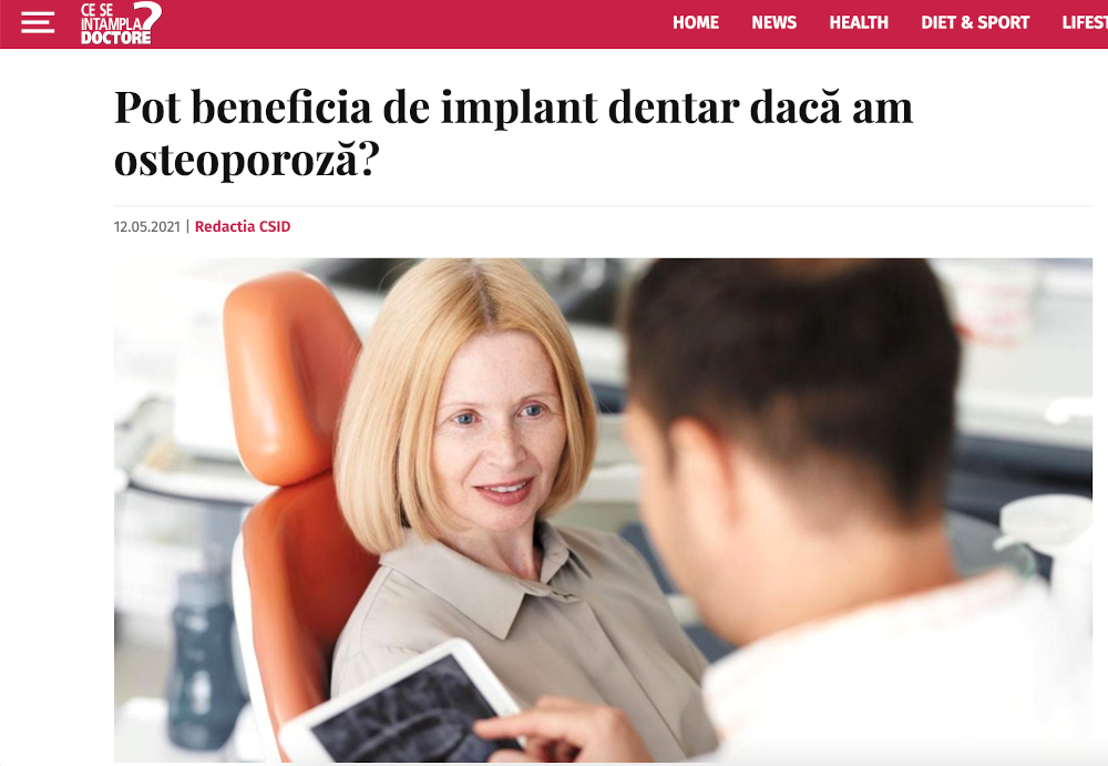 Implant dentar osteoporoza Aparitii in media