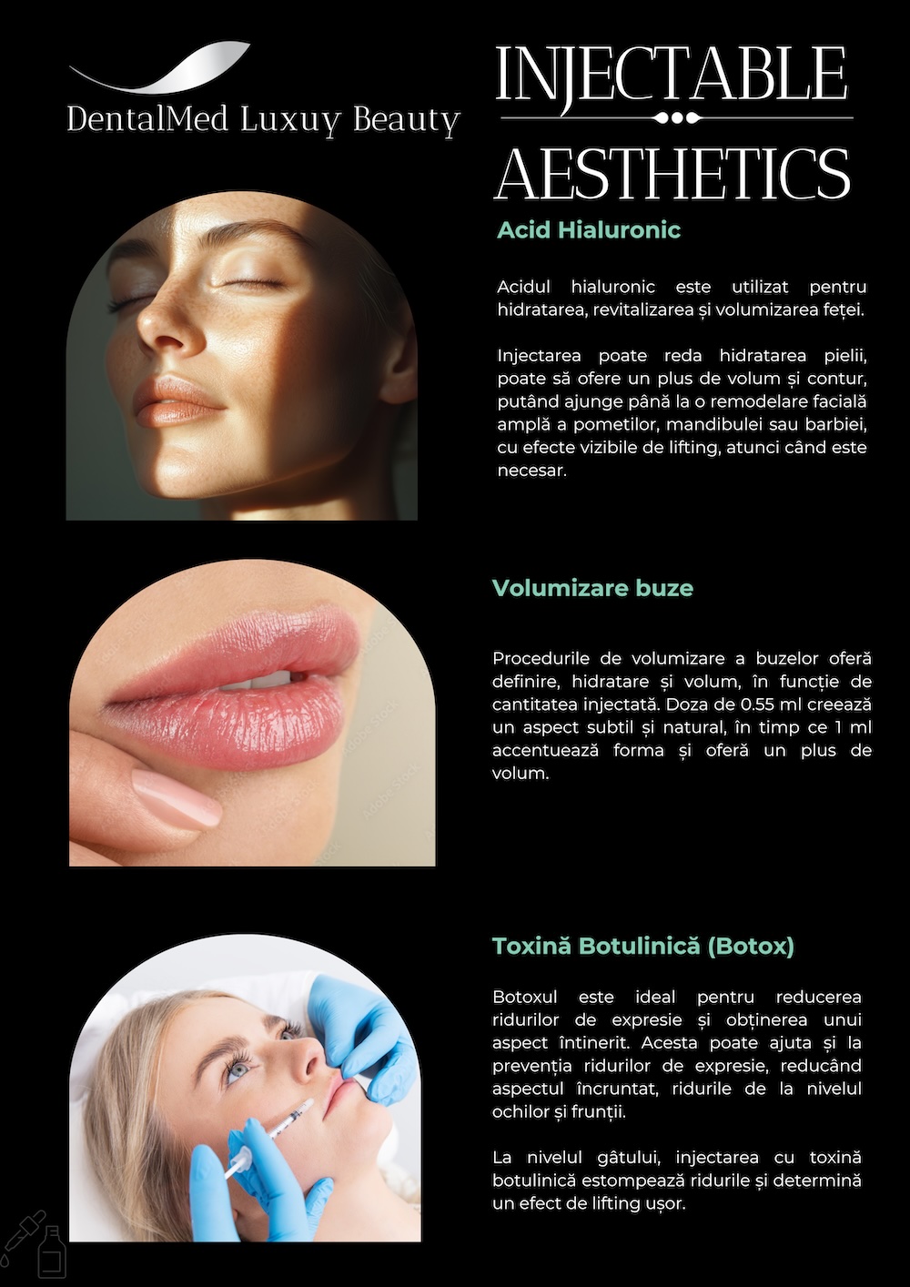 Estetica faciala Bucuresti 3 DentalMed Luxury Beauty Flyer A4 MART 2026 Estetica faciala Bucuresti